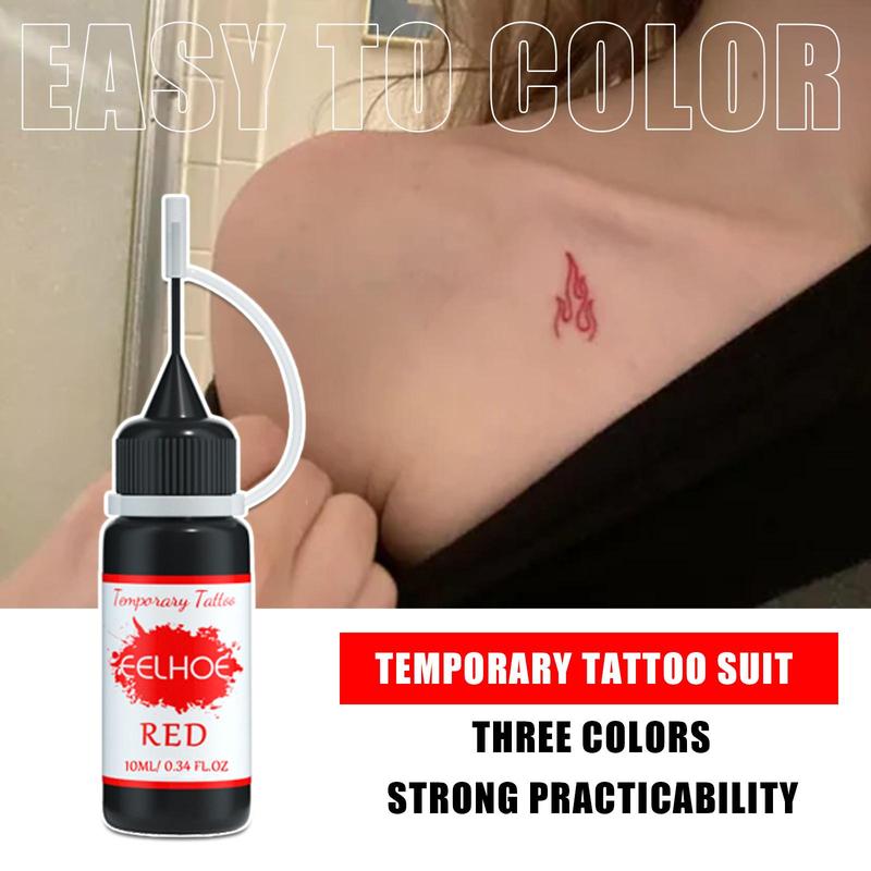 Temporary Tattoo Kit, 1 Box Waterproof Long Lasting Tattoo Pigment & Stencil Set, Body Art Tattoo Kit For Women & Men