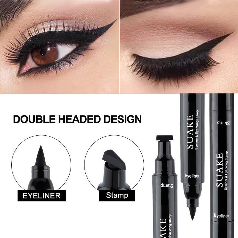 2 in 1 Double-headed Waterproof Eyeliner, Sweat Proof Fine Tip Eyeliner Pens, Quick Drying Eyeliner with Flexible Tip & Comfortable Grip, Eye Makeup Tool