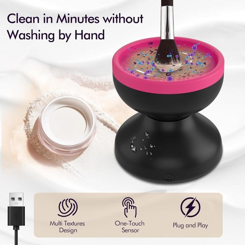 High Efficiency Electric Makeup Brush Cleaner, Auto Rotating Makeup Brush Cleaner Fits All Size Makeup Brushes