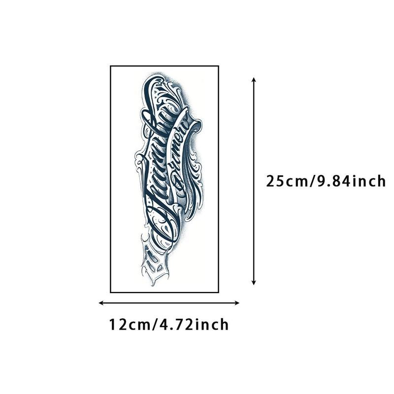 Temporary Tattoo Sticker, 4 Counts set Swash Letter Pattern Waterproof Long Lasting Fake Tattoo Sticker, Body Art Sticker for Women & Men, Christmas Gift