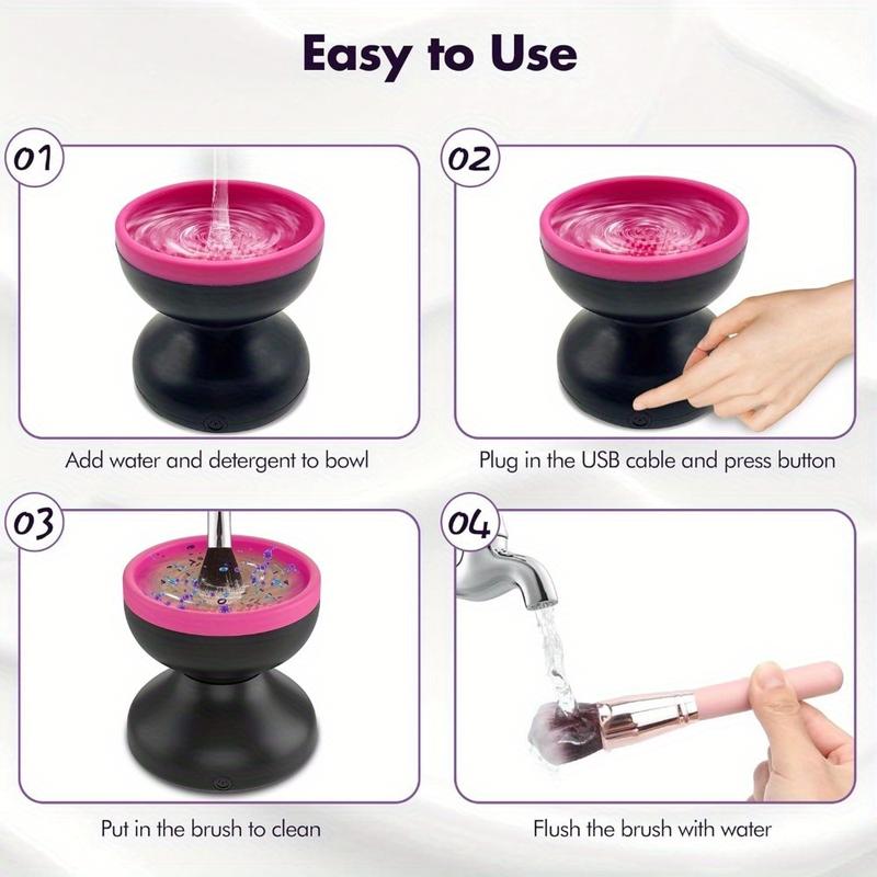 High Efficiency Electric Makeup Brush Cleaner, Auto Rotating Makeup Brush Cleaner Fits All Size Makeup Brushes