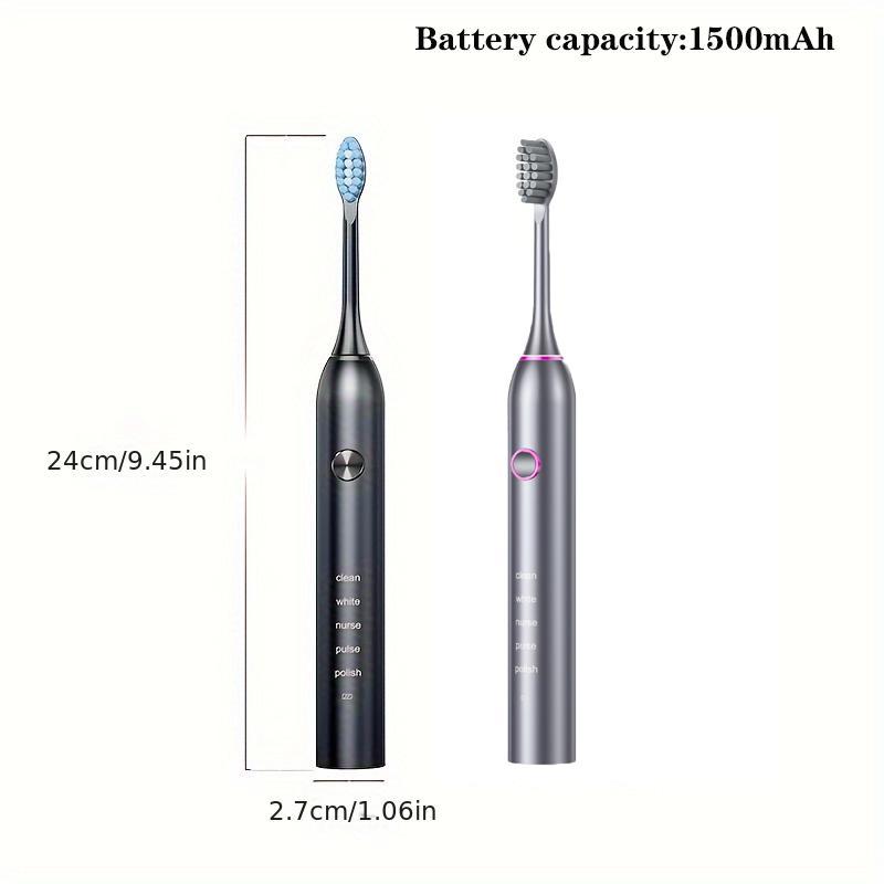 Portable Electric Toothbrush Set, 1 Set Rechargeable Sonic Teeth Cleaning Toothbrush with Replacement Heads & Storage Case, Oral Care Product for Adults, Christmas Gift