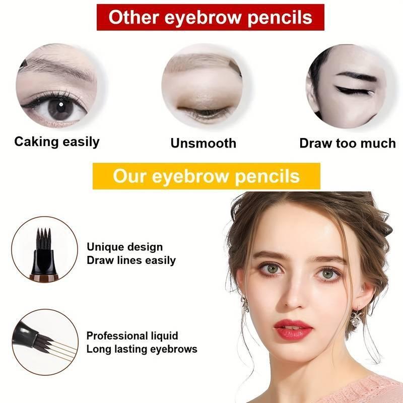 Waterproof Eyebrow Pen,Microblading Eyebrow Pencil With 4Split Head, Natural Looking BrowsMakeup ( 5 Colors ) Cosmetic