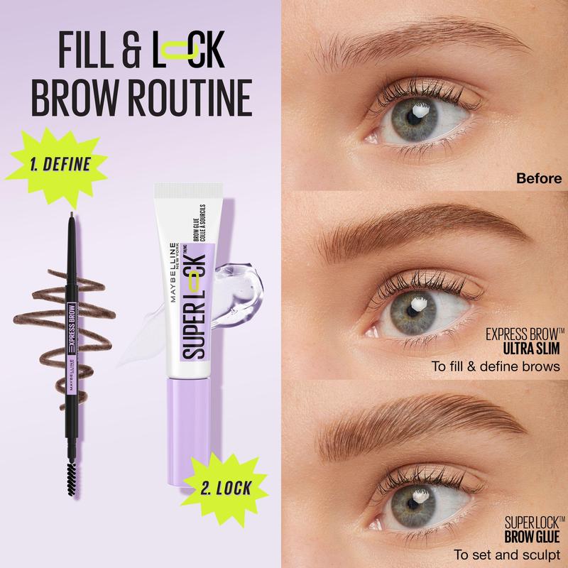 Maybelline Super Lock Brow Glue Eyebrow Gel, Lightweight Brow Gel For Up To 24HR Hold