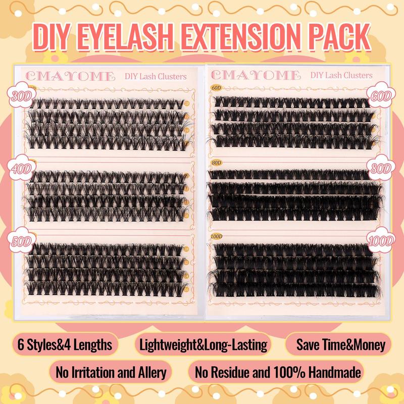 Eyelash Extensions Kit, 1 Set Mixed Length Individual False Eyelashes with Eyelash Glue & Eyelash Brush & Tweezers & False Eyelash Remover