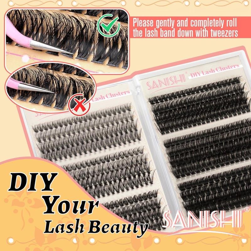 Natural Look Eyelash Extensions Kit, 1 Set Individual False Eyelashes with Eyelash Glue & Tweezers & Brushes, Eye Makeup Enhancement Tool for Women, Eyelash Extensions Kit, Christmas Gift