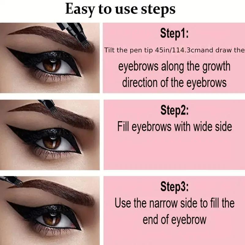 4 Fork Tip Design Liquid Brow Pencil, Waterproof Long Lasting Eyebrow Pencil, Brow Styling Pen, Brow Shading & Filling Pencil, Brow Brush Makeup Tool, Eye Brow Makeup Products