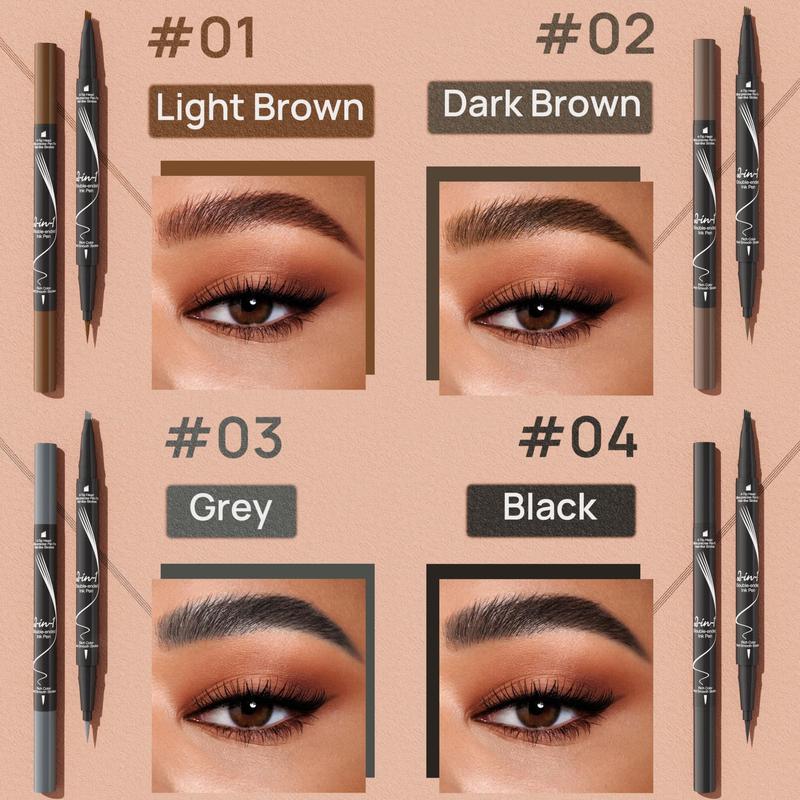 2 in 1 Double-ended Eyebrow Pencil, 1 Count Long Lasting Eyebrow Pencil with 4-pointed Eyebrow Brush, Natural Eye Brow Makeup Tool for Women, Christmas Gift