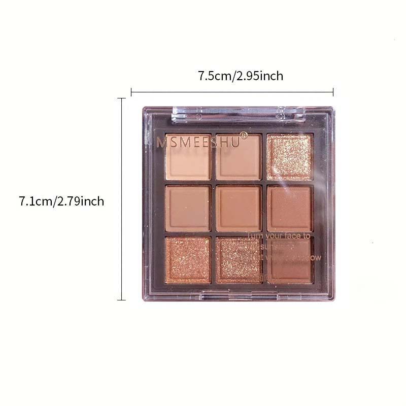 9 Colors Shimmer & Matte Eyeshadow Palette, Matt Glitter Eye Shadows Palette, Long Lasting Shimmering Eye Shadow, Glittering High Pigmented Blendable Eyeshadow