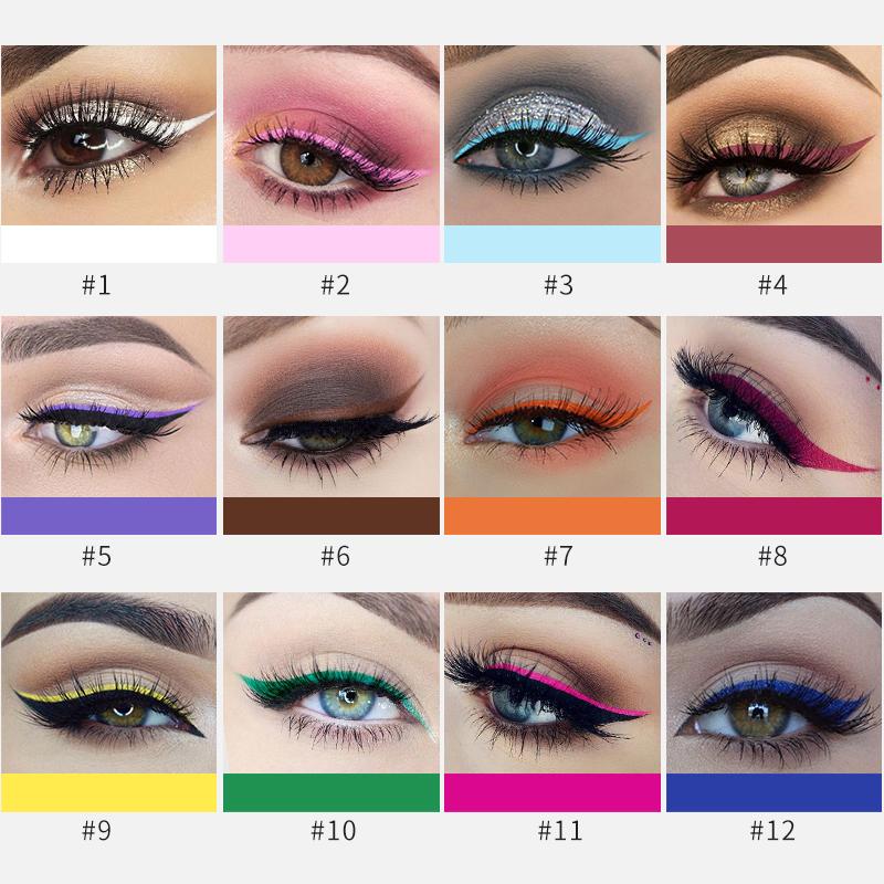 HANDAIYAN 12 Colors Matte Liquid Eyeliner Set Colorful UV Neon Eyeliner Pencil Pigmented Waterproof Smudgeproof Long Lasting Eye Liner Xmas Christmas Festival Makeup Gift Kit for Women