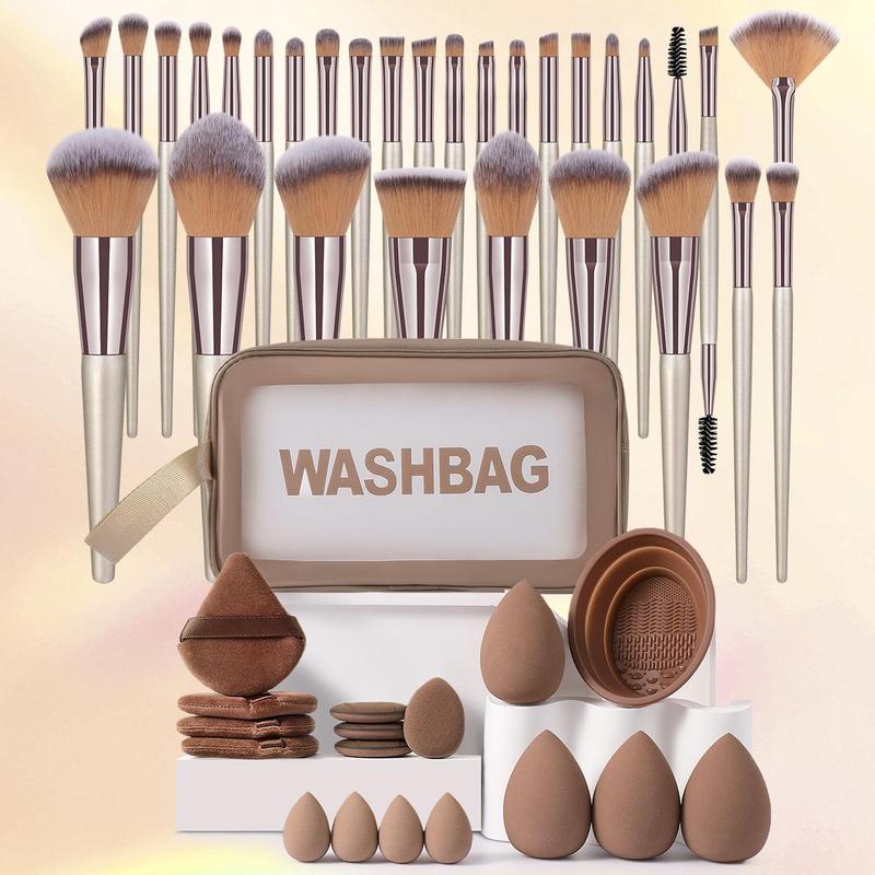 Makeup Tool Set, 48pcs set Makeup Brush & Makeup Sponge & Powder Puff & Brush Cleaning Tool & Cosmetic Bag, Professional Makeup Tools for Women, Makeup Products