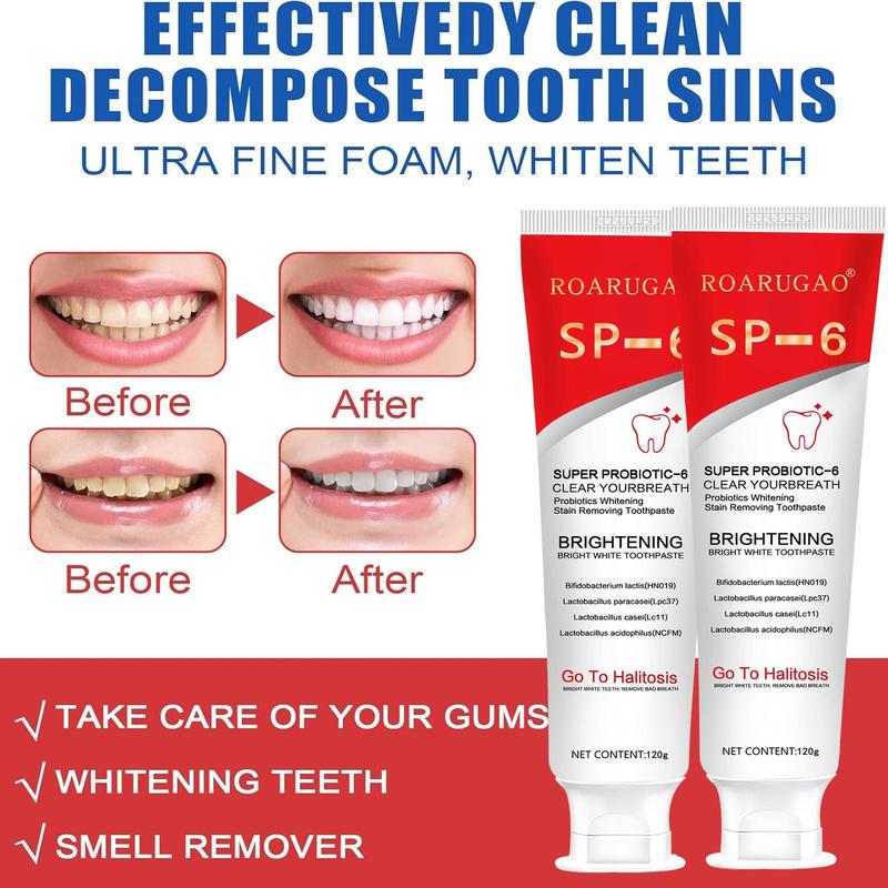 [$15.99 Get 2 Pack] SP-6 Probiotic Toothpaste - Enhanced Formula Nourishes Oral Microbiome, Eliminates Stains, & Ensures Lasting Fresh Breath