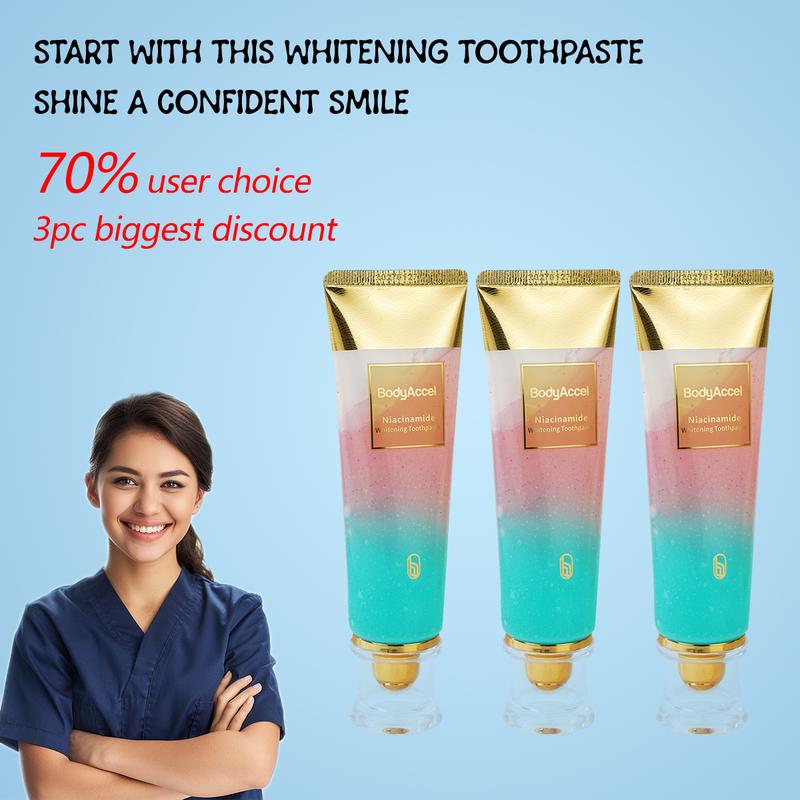 Whitening Toothpaste, BodyAccel Toothpaste, Niacinamide Intensive Whitening Toothpaste, Niacinamide Toothpaste, Stain Removal Toothpaste Natural, Fresh Breath