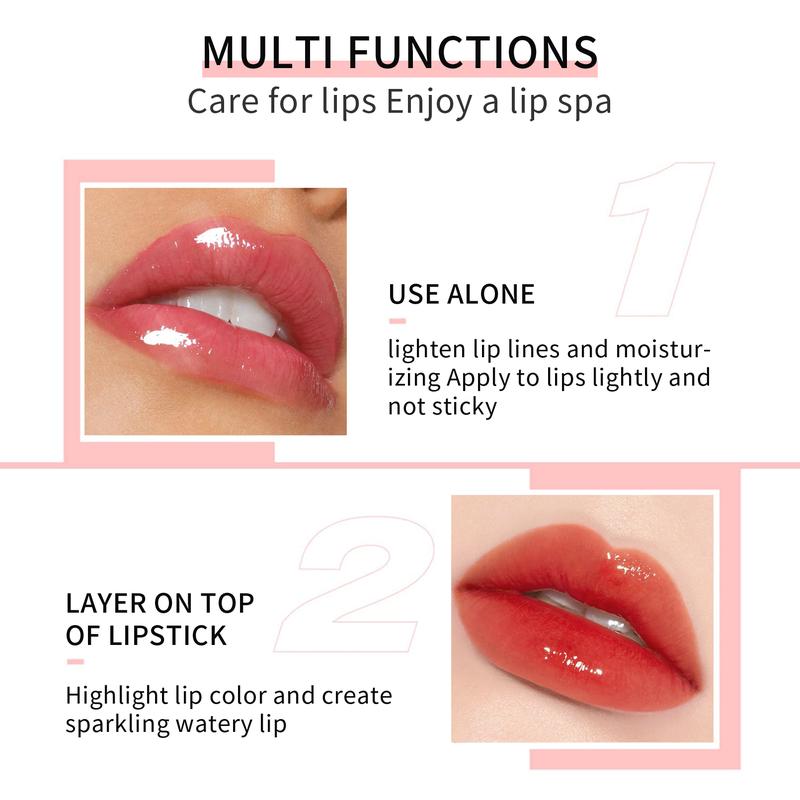 Hydrating Lip Glow Oil, Plumping Lip Oil Gloss, Transparent Lip Balm, Natural Lip Plumper Gloss Make Lips Fuller and Moisturizing