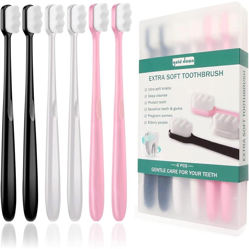 Extra Soft Toothbrush for Sensitive Teeth and Gums, Micro Fur Manual Toothbrush with 20000 Ultra Soft Bristle, Excellent Cleaning Effect, Perfect for  & Adults (6 Pack)