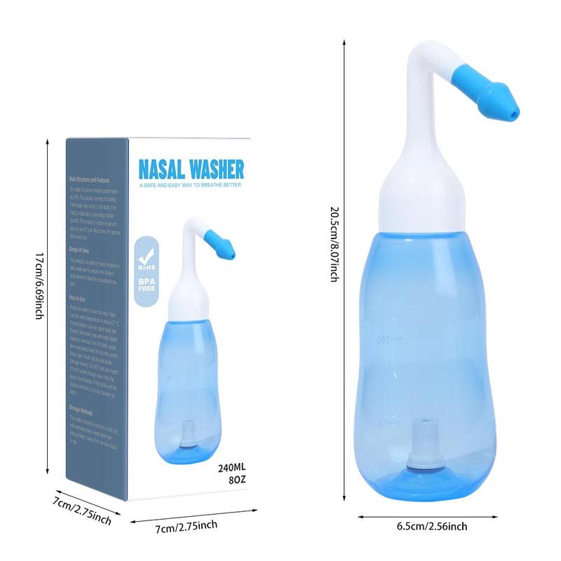 Nasal Wash System, 240ML Nasal Wash Bottle with Nasal Wash Salt Packets, Nasal Irrigation System, Nasal Cleaning Tool for Adults & Kids