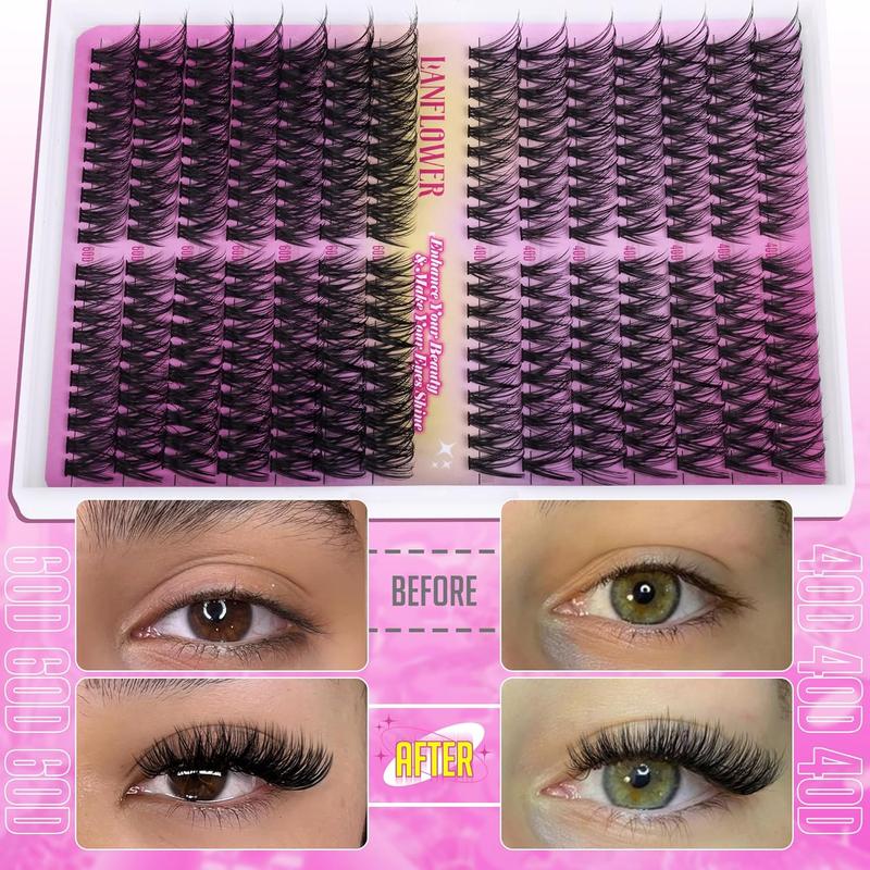 Wispy Lash Clusters Natural Eyelash Clusters 40D 60D Cluster Eyelash Extensions Wispy Lashes Clusters Cat Eye Individual Lashes Clusters C Curl Cluster Lashes