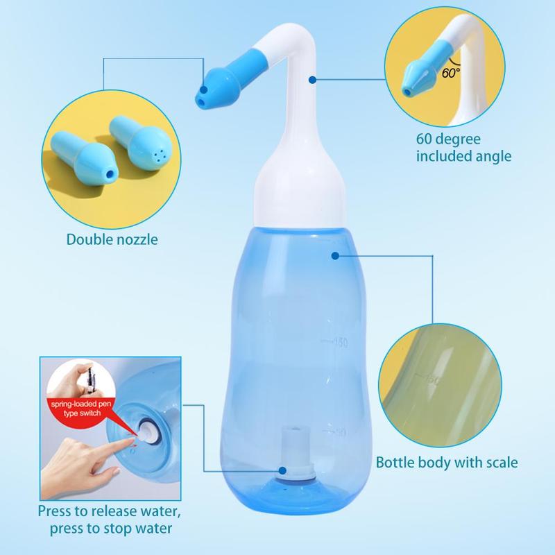 Nasal Wash System, 240ML Nasal Wash Bottle with Nasal Wash Salt Packets, Nasal Irrigation System, Nasal Cleaning Tool for Adults & Kids