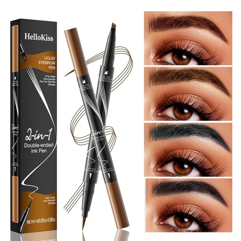 2 in 1 Double-ended Eyebrow Pencil, 1 Count Long Lasting Eyebrow Pencil with 4-pointed Eyebrow Brush, Natural Eye Brow Makeup Tool for Women, Christmas Gift