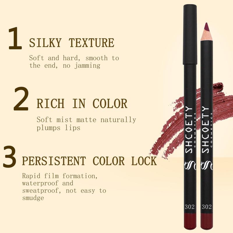 Music Festival Makeup Matte Lip Liner, Waterproof Long Lasting Lipliner Pencil, Easy Coloring Lip Liner Pen, Moisturizing Lip Cosmetic Tool, Girls & Women Makeup Accessories