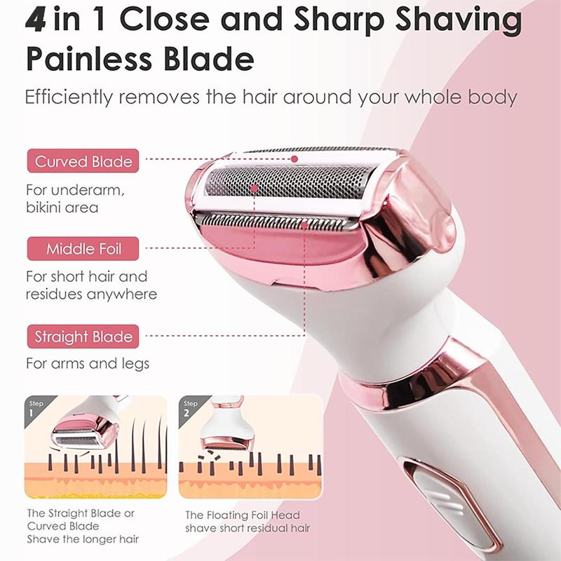 4 in 1 Multi-use Electric Eyebrow Trimmer Set, 1 Box Portable Rechargeable Eyebrow Shaver, Wet & Dry Electric Hair Shaving Tool for Face, Nose, Leg, Christmas, Fall, Winter Gift, Christmas Gift