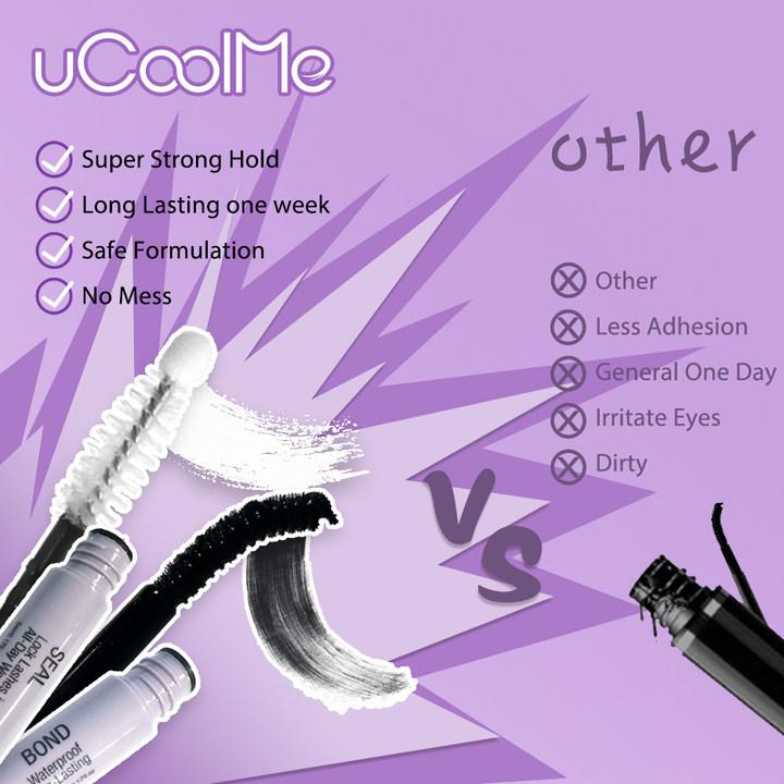 uCoolMe Lash Bond and Seal with Glue Remover Kit Beginner Friendly Makeup DIY Lash Extension at Home Waterproof and Long Lasting D Curl Cluster Magic 088+ Individual Lash For Young Girl