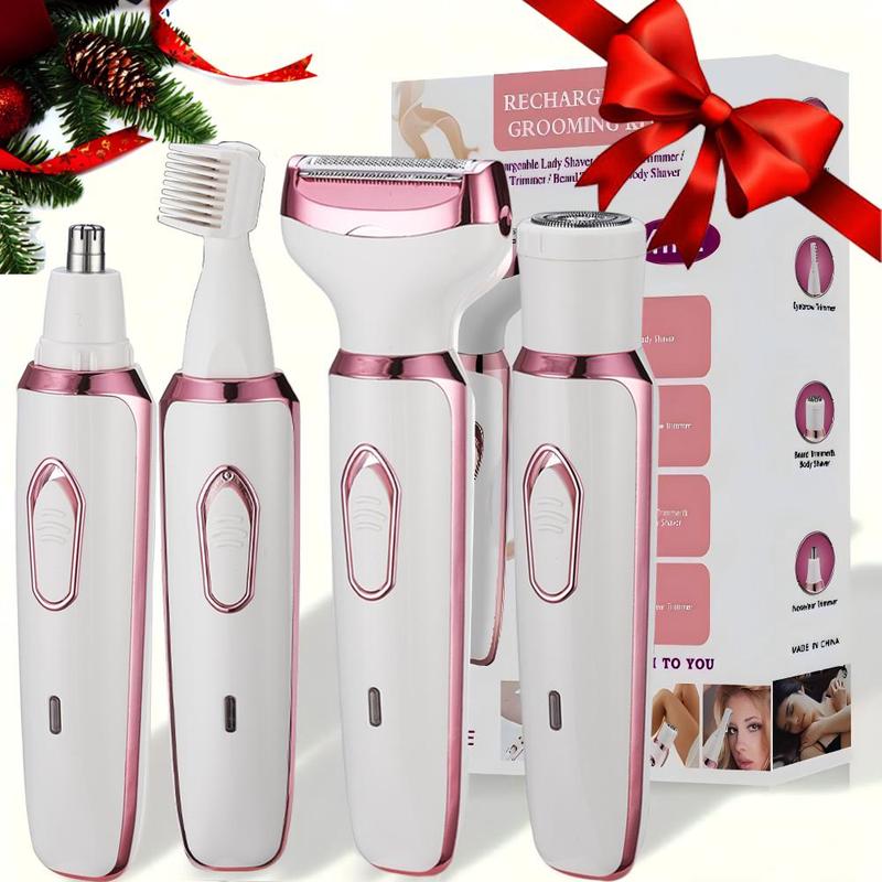 4 in 1 Multi-use Electric Eyebrow Trimmer Set, 1 Box Portable Rechargeable Eyebrow Shaver, Wet & Dry Electric Hair Shaving Tool for Face, Nose, Leg, Christmas, Fall, Winter Gift, Christmas Gift