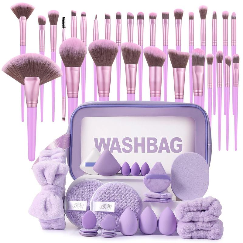 Makeup Tool Set, 54pcs set Makeup Brush & Sponge & Beauty Egg & Headband & Wristband & Wet and Dry Makeup Bag, Cosmetic Sponge,  Makeup Sponges, Versatile Soft Cosmetic Tools, Makeup Brush Full Set