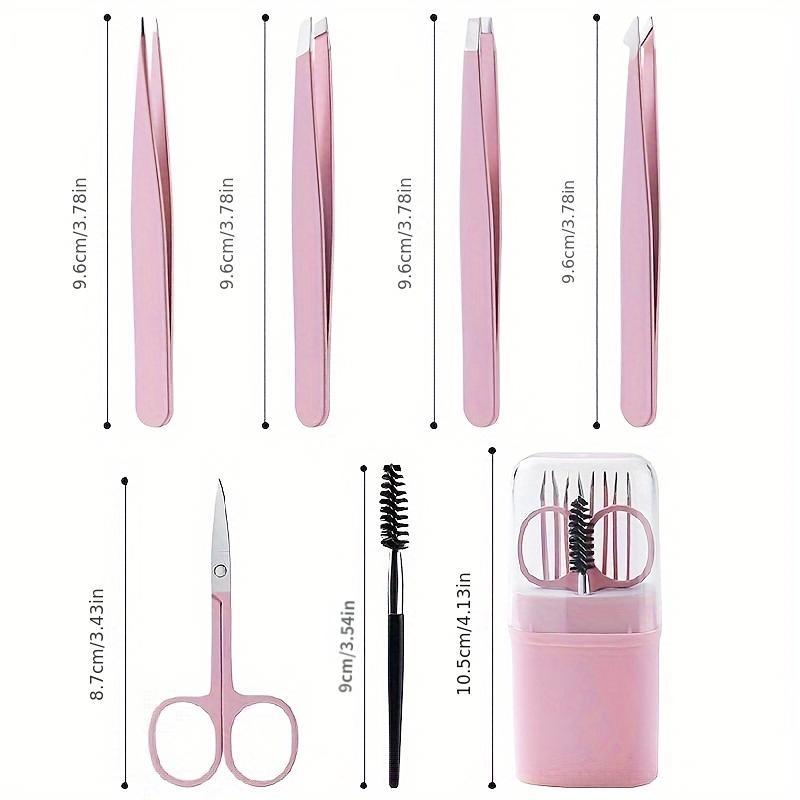 Stainless Steel Eyebrow Clip Set, Eyebrow Tweezers with Brush, Eyebrow Shaping Tool, Eye Brow Makeup Tool, Makeup Tool for Women, Christmas Gift