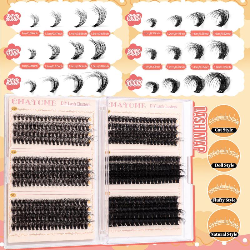 Eyelash Extensions Kit, 1 Set Mixed Length Individual False Eyelashes with Eyelash Glue & Eyelash Brush & Tweezers & False Eyelash Remover