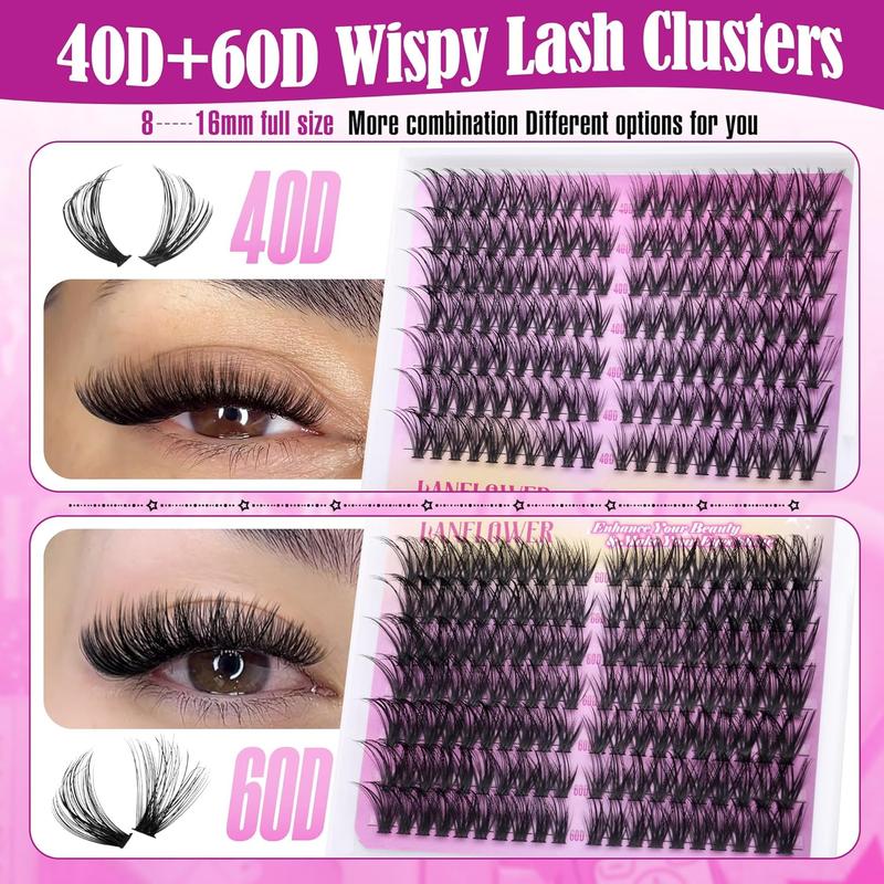 Wispy Lash Clusters Natural Eyelash Clusters 40D 60D Cluster Eyelash Extensions Wispy Lashes Clusters Cat Eye Individual Lashes Clusters C Curl Cluster Lashes