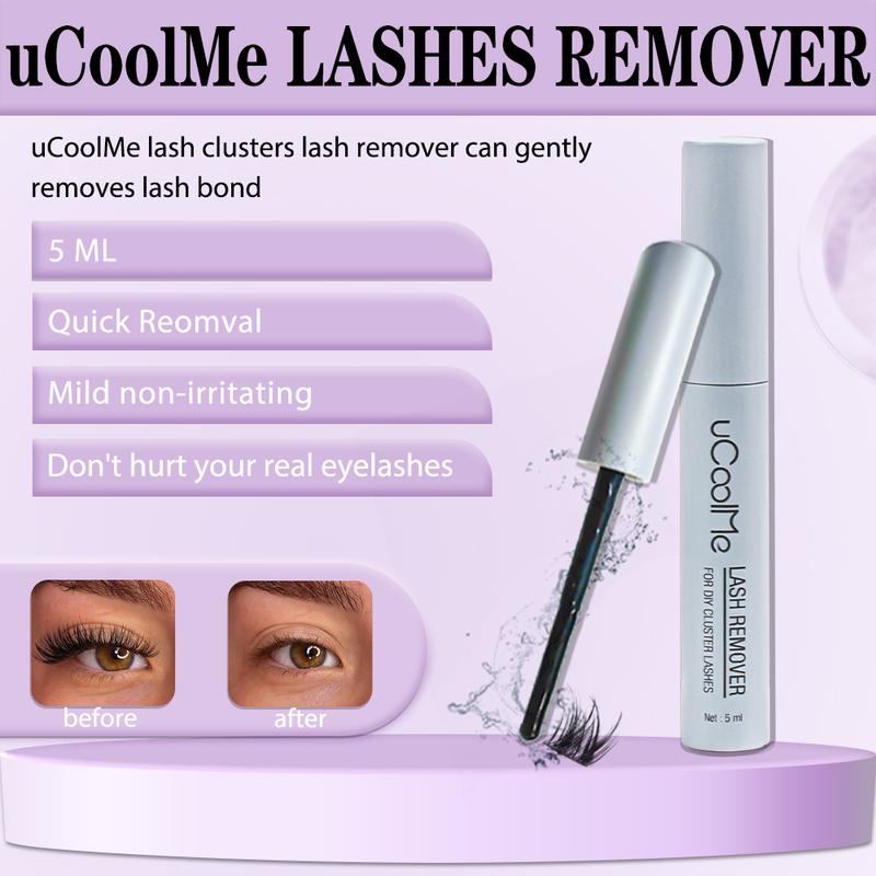 uCoolMe Lash Bond and Seal with Glue Remover Kit Beginner Friendly Makeup DIY Lash Extension at Home Waterproof and Long Lasting D Curl Cluster Magic 088+ Individual Lash For Young Girl