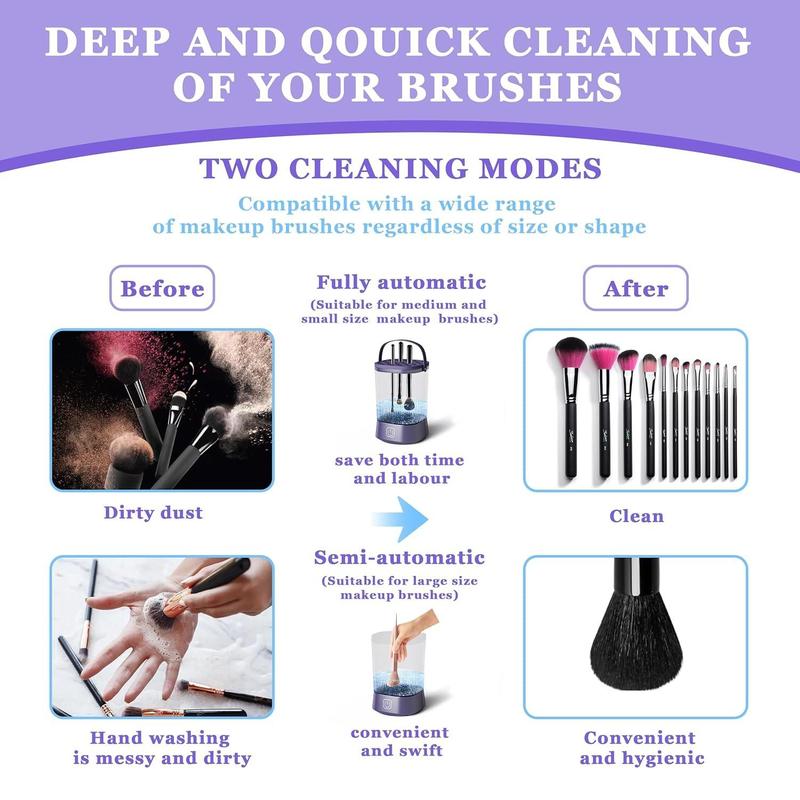 Electric Makeup Brush Cleaner, Portable USB Rechargeable Quick Cleaner, Brush Cleaning Tool, Gentle Brush Care, Easy to Use and Clean, Christmas Gift