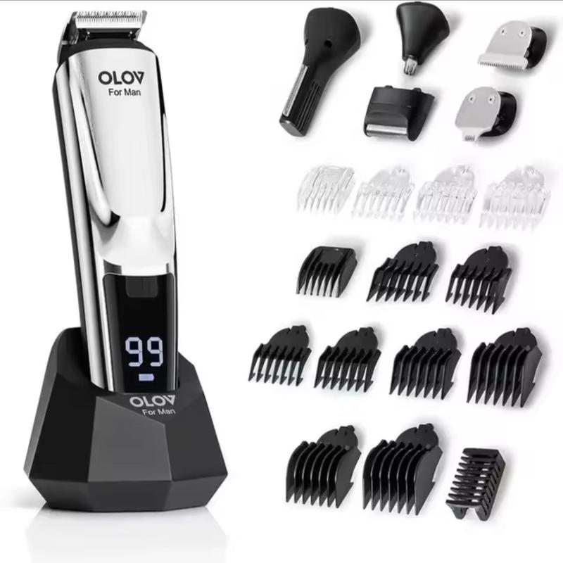 OLOV Beard Hair Trimmer for Men All-in-One Mens Grooming Kit for Beard, Nose, face, Cordless Hair Clippers Electric Razor