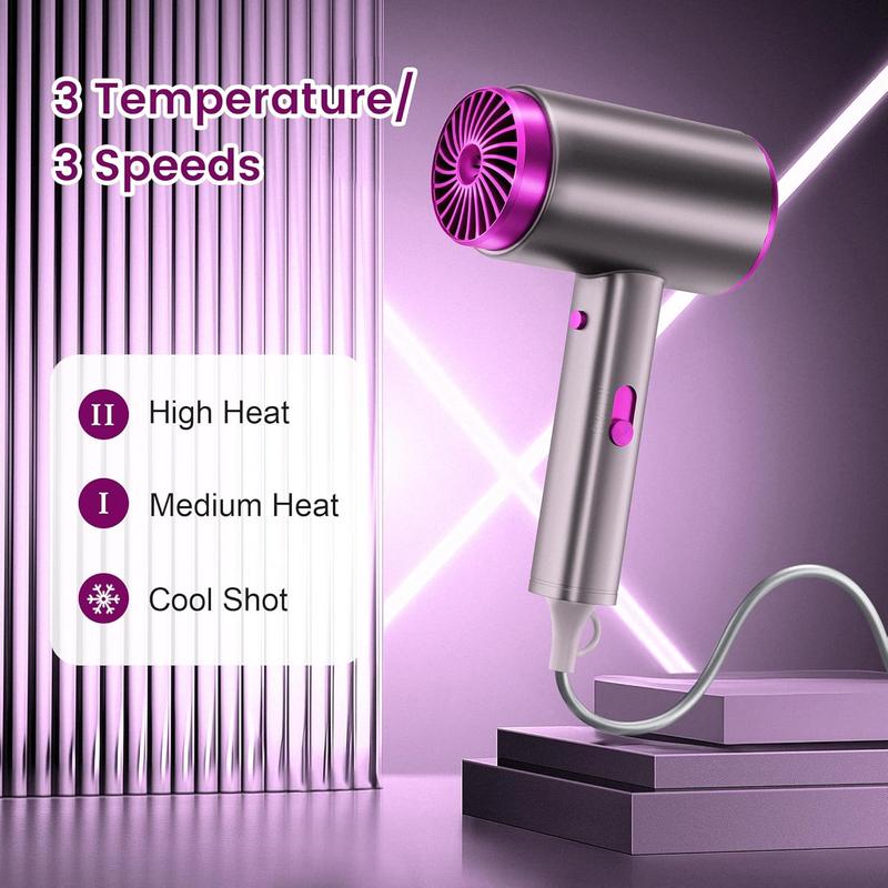 Hair Dryer with Diffuser, Powerful Fast Drying Low Noise Blow Dryer, Ideal for Home Salon Travel