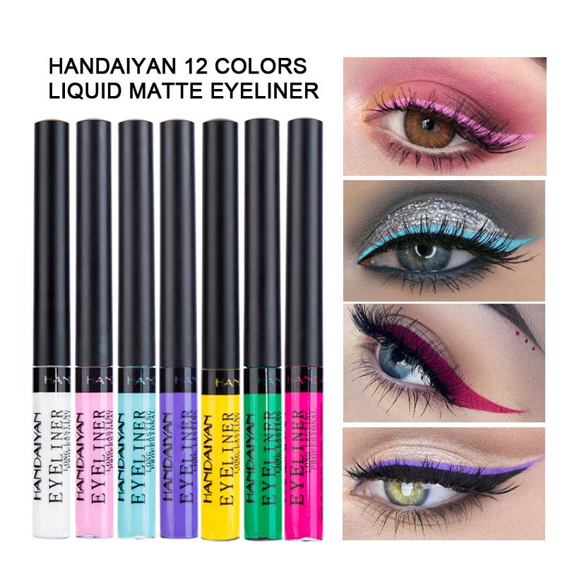 HANDAIYAN 12 Colors Matte Liquid Eyeliner Set Colorful UV Neon Eyeliner Pencil Pigmented Waterproof Smudgeproof Long Lasting Eye Liner Xmas Christmas Festival Makeup Gift Kit for Women