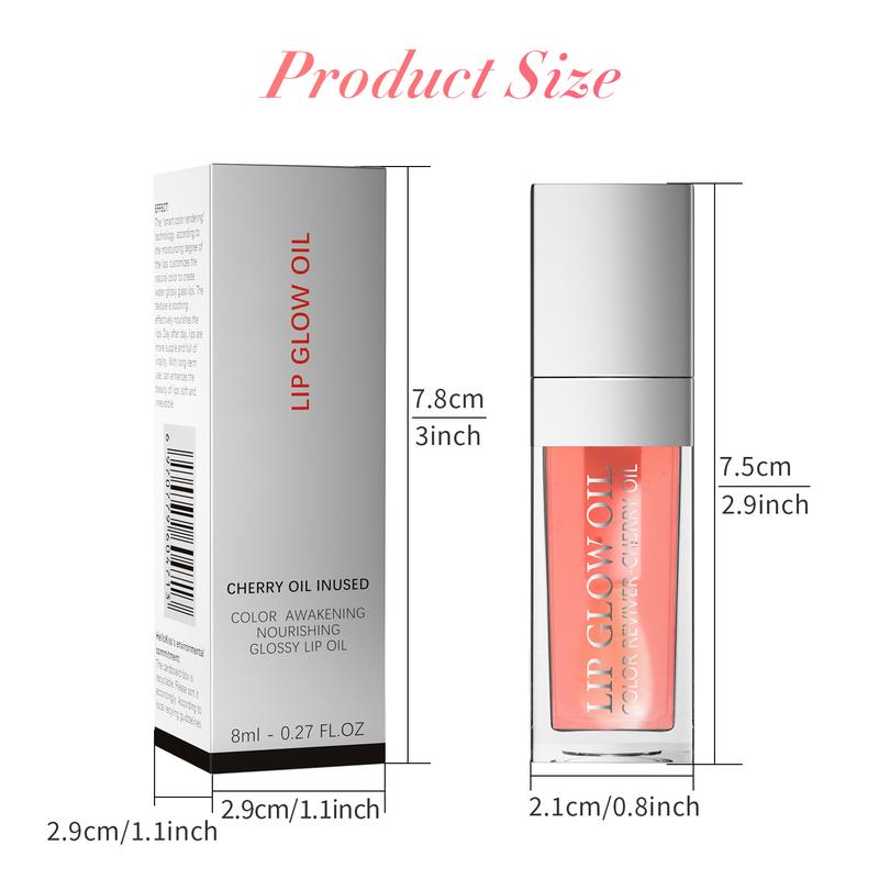 Hydrating Lip Glow Oil, Plumping Lip Oil Gloss, Transparent Lip Balm, Natural Lip Plumper Gloss Make Lips Fuller and Moisturizing