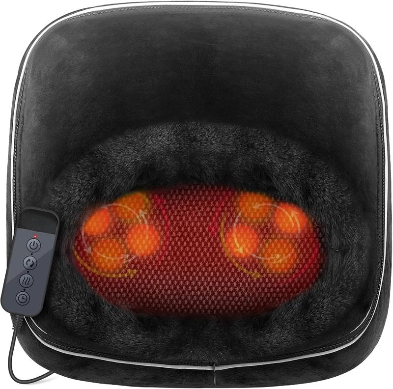 Foot and Back Massager Machine with Heat, Shiatsu Foot Massager with Deep Kneading and Adjustable Heating Levels, 15 20 30 Mins Auto Shut-Off Foot Warmer, Heating Pad for Home or Office Use.