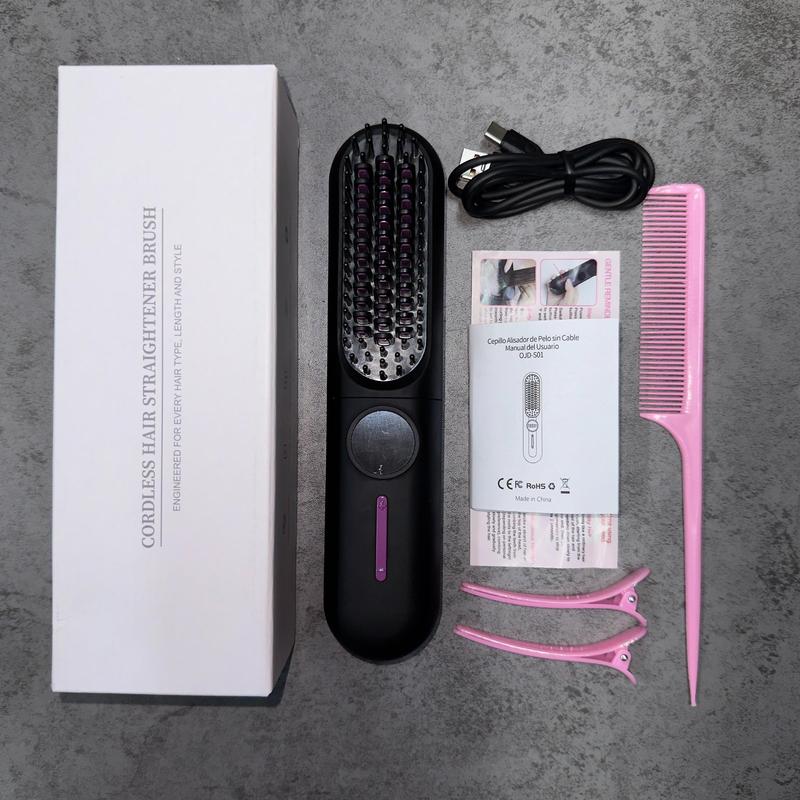 Wireless Portable Hair Straightener, USB Rechargeable Hair Straightening Comb, Multi-functional Styling Tool for Home School Office, Christmas Gift