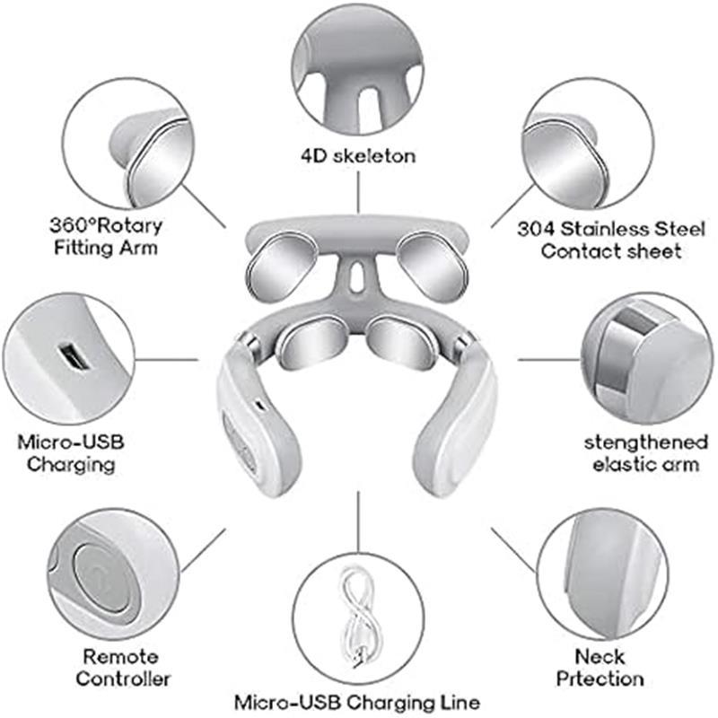 Neck Pain Relief with Cordless Massager - 3 Modes, 15 Heating Levels, Daily & Leisure Modes, Rechargeable