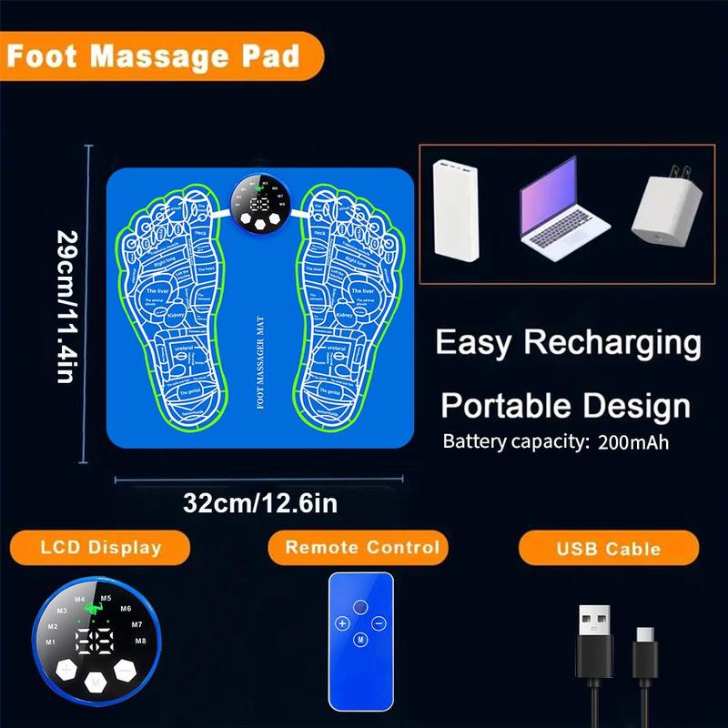 Electric Foot Massager, 1 Set Foot Massage Pad, Electrical Muscle Stimulation Foot Massager for Home & Travel, Foot Relaxation Massage Machines