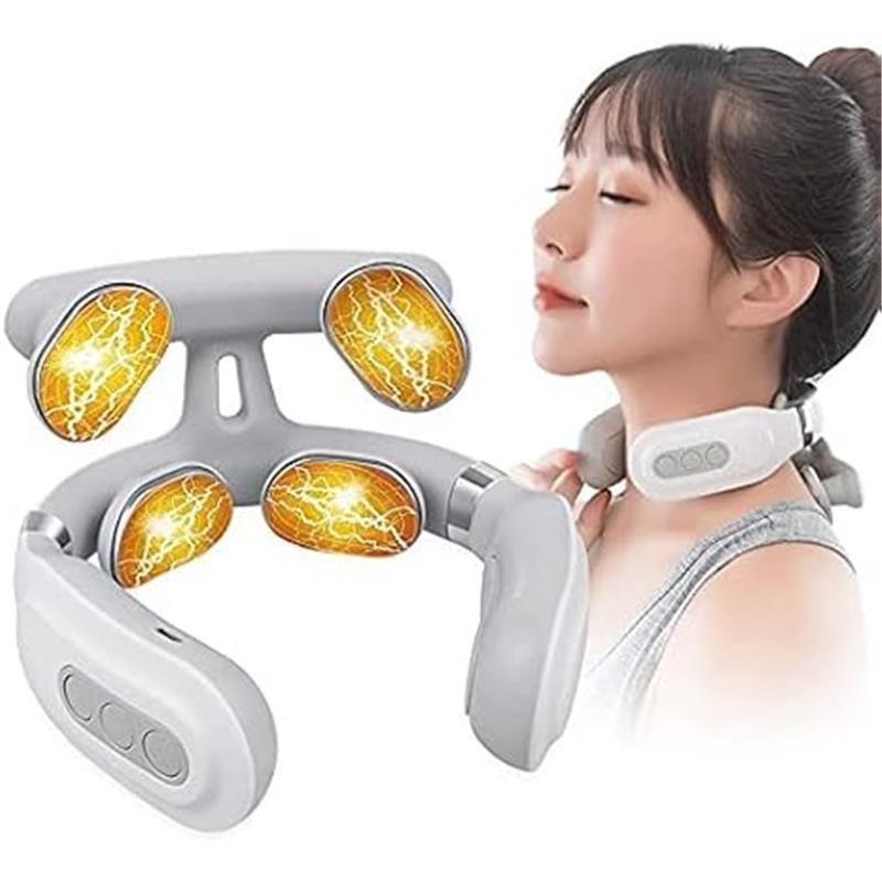 Neck Pain Relief with Cordless Massager - 3 Modes, 15 Heating Levels, Daily & Leisure Modes, Rechargeable