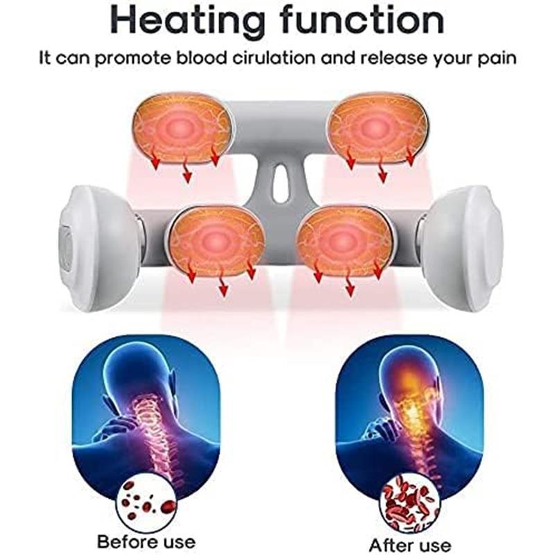 Neck Pain Relief with Cordless Massager - 3 Modes, 15 Heating Levels, Daily & Leisure Modes, Rechargeable