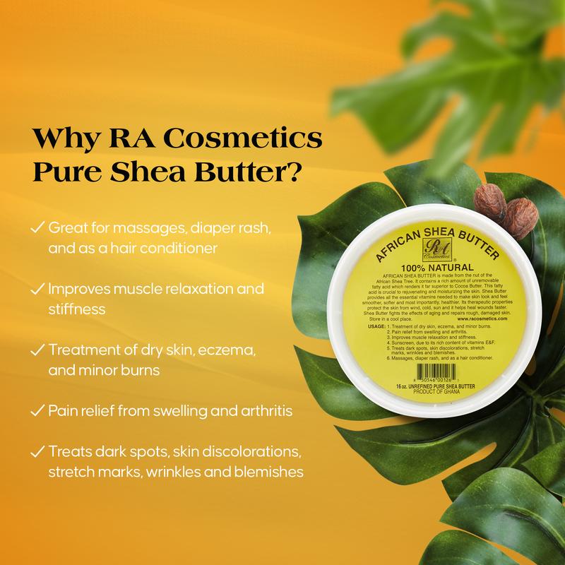 RA Cosmetic's 100% Natural Unrefined Yellow Shea Butter – Pure African Luxury for Skin & Hair - Sourced from Ghana