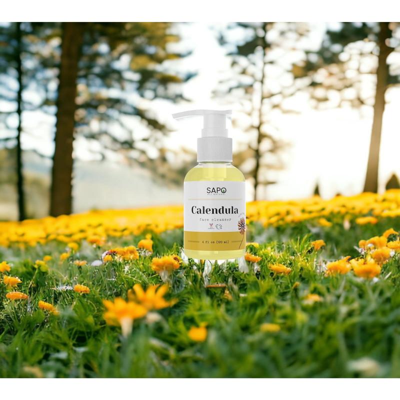 Sapo All Natural Calendula Face Cleanser with Coconut Oil & Hyaluronic Acid - Soothes and Purifies Facial Moisture