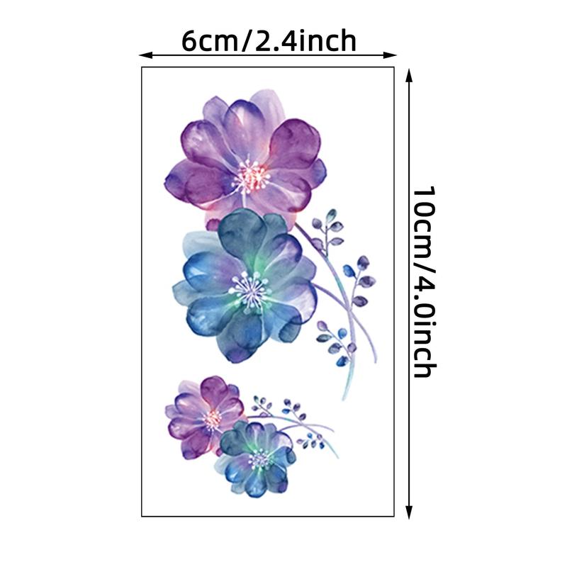 Floral & Butterfly Pattern Temporary Tattoo Sticker, 30pcs set Waterproof Temporary Tattoo Decals, Colorful Body Art Stickers for Back Arm Leg