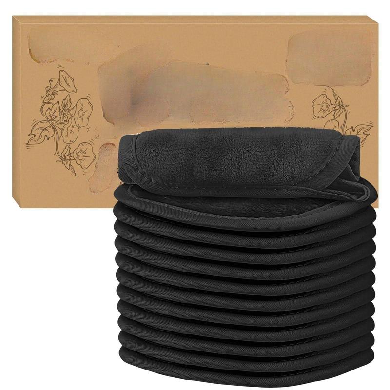 Makeup Remover Cloths (12 Pack, Black) - 5x5 in, Reusable Pads to Remove Dirt Using Only Water