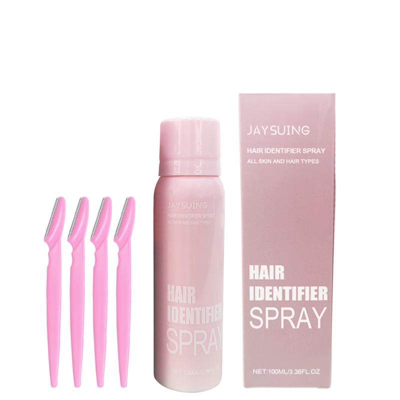 JAYSUING 1 Count Hair Removal Spray with 4 Counts Trimmer, Facial Hair Removal Product for Women, Suitable for Women and Girls, Hair ldentifier Spray