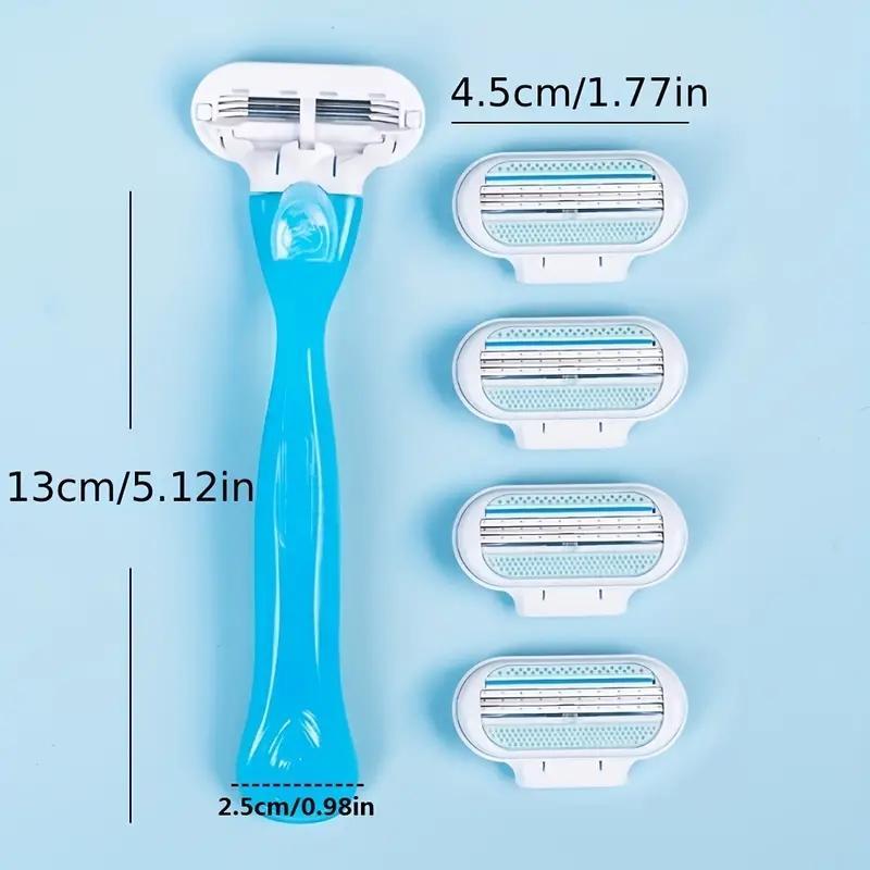 Classic 3-layer Manual Razor Set, 1 Count Manual Shaver Holder & 8 Counts Durable Replacement Blades, Hair Removal Razor, Razor Set for Women, Women's Care Product