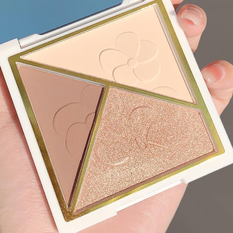 3 In 1 Matte Shimmer Makeup Palette, Highlighter & Contour & Blush Palette, Portable Multi-Functional Makeup Palette